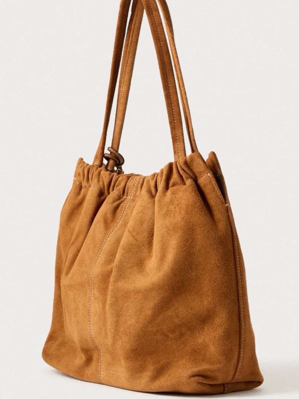 Marc Jacobs Cognac Suede Ruched Tote with Gold-Tone Accent - Picture 4 of 8